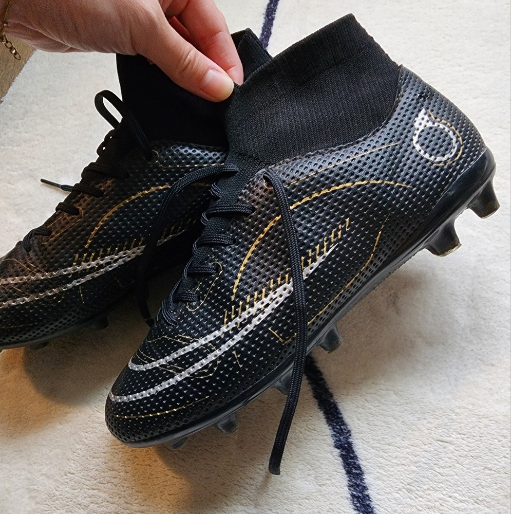 Black and Gold Soccer Cleats big kids size 5